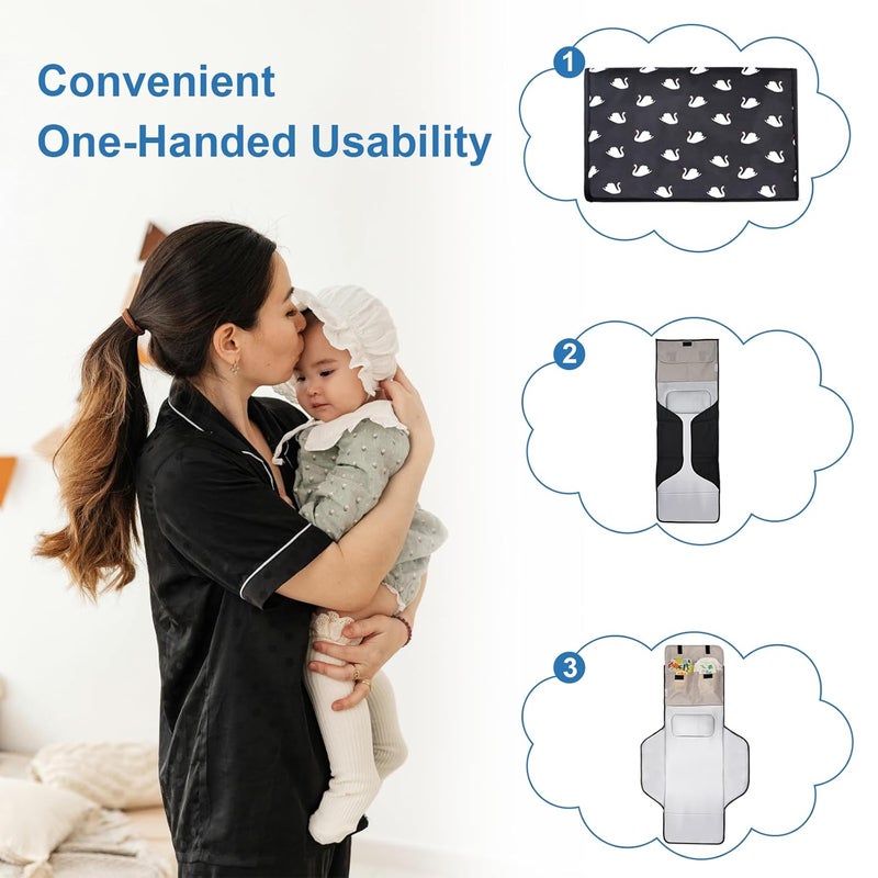 outtip 31" X 24.2" Extra Long Large Lightweight Toddler Diaper Changing Pad Travel, Cute Design 1-36 Month Infant Foldable Baby Changing Mat Wipeable, Changing Pad Portable for Station, Car, Stroller - Image 5